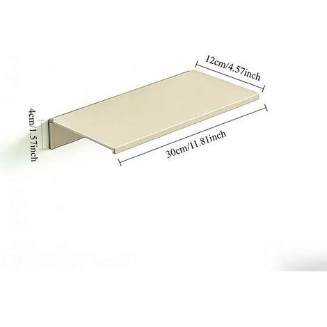 (Jaune crème - 30 cm) Étagère métallique flottante auto-adhésive à fixer au mur, rangement sans perçage pour cuisine, salle de bain, chambre ou rangement pour œuvres d'art (1/5)