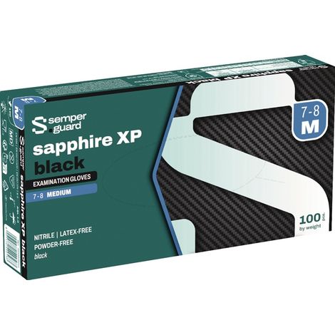 SEMPERMED 0448-7-8 Einweghandschuhe Semperguard® Sapphire XP black Größe M schwa