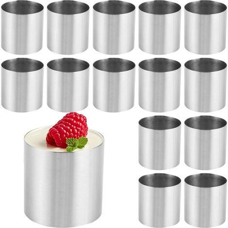 Set of 15 Stainless Steel Pastry Circles 5 x 5 cm, Round Stainless Steel 430 Foam Moulds, 5 cm Silver Pastry Circle, Dessert Mould for Cakes, Individual Desserts and Tartlets (1/5)