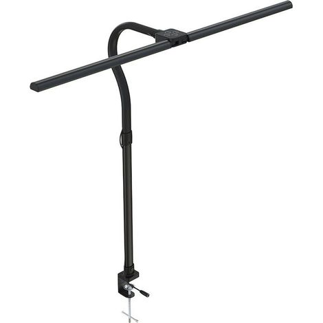 Lampe de bureau LED avec clip double extrémité, réglable à 360°, 5 niveaux de réglage, Protection des yeux, USB, Puissance 24W, Matériel PC, Noir (1/5)