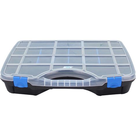 Lot de 2 Casier à séparateurs Amovibles 460x350x81mm Polypropylène Noir Rangement Outils (1/5)