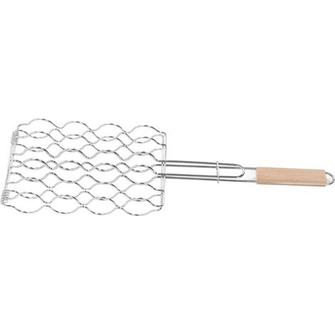 Panier à maïs pour barbecue en acier inoxydable avec poignée en bois de hêtre, capacité 4 épis, idéal pour camping et grillades