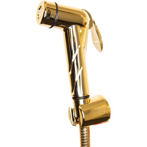 tecuro Bidet WC Handbrause Set SHATTAF, gold, 1-strahlig, 1,20 m Schlauch und Wandhalter (1/5)