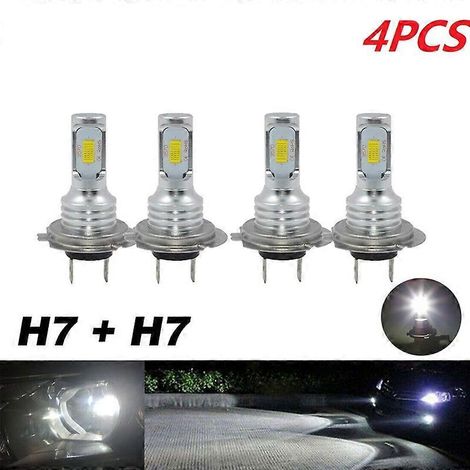Kit de 4 mini ampoules LED H7+H7 pour phares, feux de route longue portée, 240 W, 52 000 lm, 6 000 K, blanc intense (1/5)
