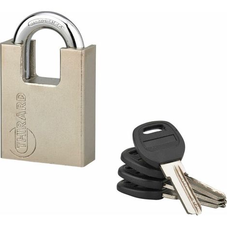 Cadenas à clé Quadra, acier, chantier, anse protégée acier, 50mm, 4 clés - (1/3)