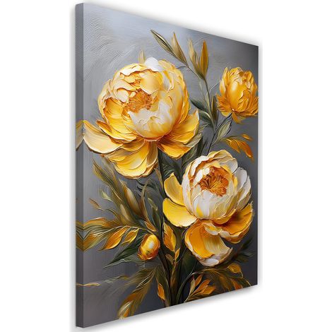 Tableau déco Fleur peinte pivoine jaune 70x100 (1/5)