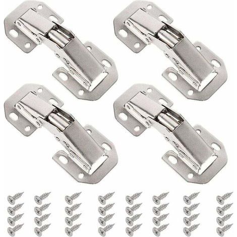 Set di 4 cerniere per ante di armadi, apertura per guardaroba con 32 viti, cerniere pieghevoli automatiche in acciaio inossidabile, cerniera di chiusura per ante di mobili da cucina e altri mobili. (1/4)