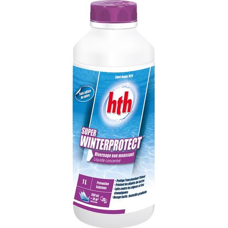 Produit d'hivernage concentré hth Super WINTERPROTECT – Prévention dépôts de tartre et algues – Non moussant, sans cuivre ni phosphates – 1 litre
