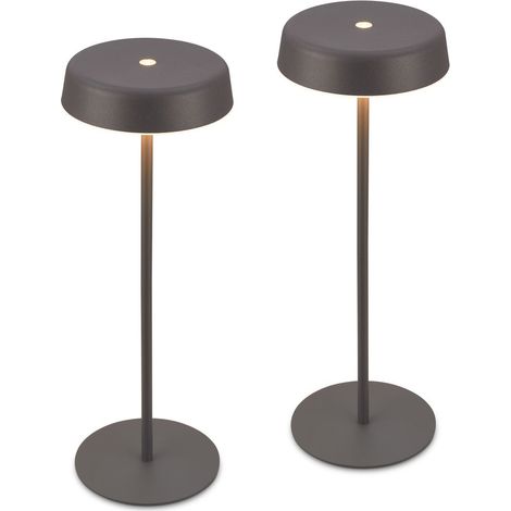 Set da 2 lampade da tavolo ricaricabili con bordo luminoso: il design moderno e l’elegante bordo illuminato rendono entrambe le lampade LED elementi decorativi, mentre il grado IP44 ne consente l’uso (1/5)