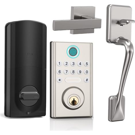Serrure de porte intelligente Serrure de porte d'entrée sans clé intelligente poignée de traction ensemble bouton serrures d'empreintes digitales numériques for la sécurité meubles d'hôtel de bureau à (1/5)