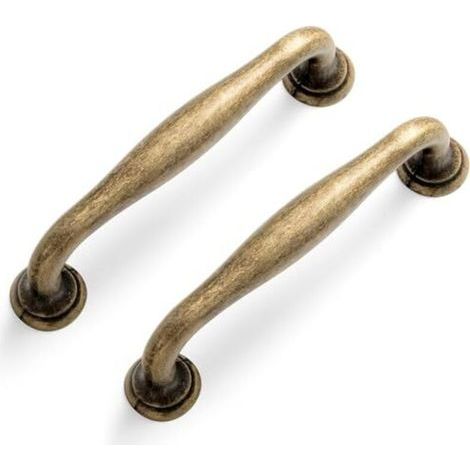Set di 6 maniglie vintage in ottone per mobili, pomelli vintage per cassetti e armadi, maniglie antiche per mobili da cucina, interasse fori 96 mm (1/4)