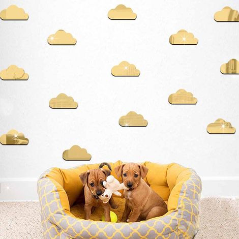 Lot de 10 stickers muraux nuages dorés, pour une décoration moderne dans un salon ou une chambre. (1/5)