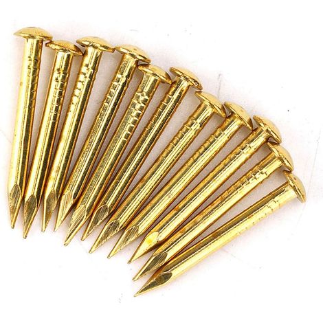 Lot de 100 clous à tête ronde en laiton pour charnières de meubles, accessoires de quincaillerie de 10 mm, 15 mm, 18 mm et 22 mm de longueur et d'épaisseur. (1/5)