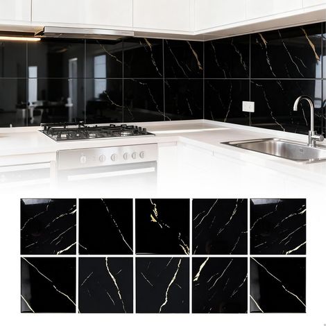 Panneaux Muraux 3D Autoadhésifs Aspect Pierre Noir, Carreaux étanches Brique, 30x30cm Revêtement Mural Autoadhésif PVC pour Studios D'Enregistrement, Salles de Jeux, Maison, Bureau,10 Pièces (1/5)