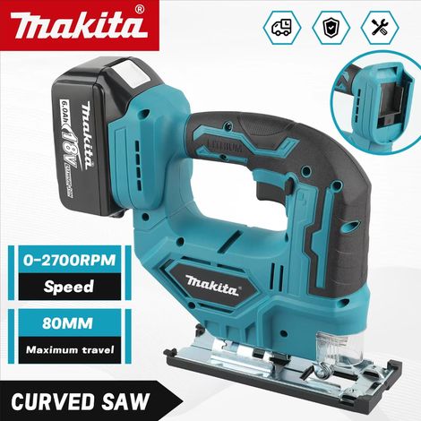 Makita DJV182Z Outil de menuiserie multifonction, scie sauteuse sans fil à batterie lithium-ion 18V rechargeable pour coupes courbes (1/5)