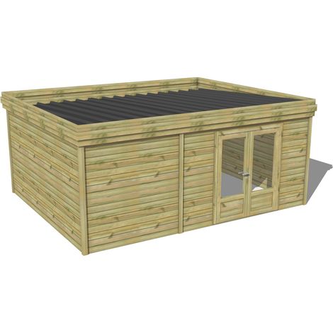 ABRI DE JARDIN bois traité 27mm, 6x4,3m, 26m2