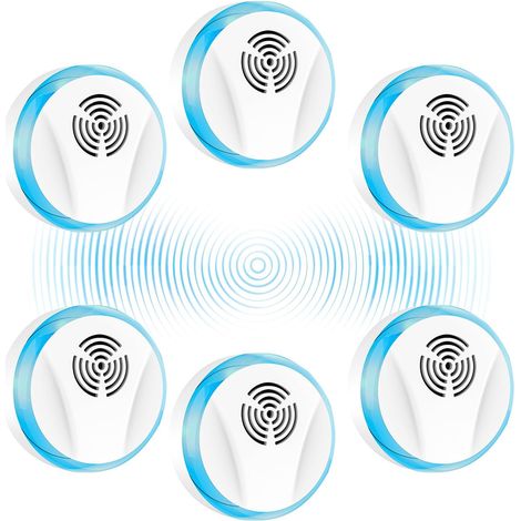 Répulsif Antiparasitaire à Ultrasons 6 Pack, Plug in Appareil Ultrason Souris, Non-Toxique, Antiparasitaire pour Moustiques, Souris, Araignées, Cafards, Mouches (1/5)