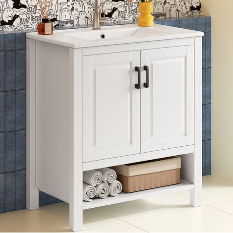 Mueble baño con lavabo cerámico MDF 76,5 cm OKMYHOME (1/5)