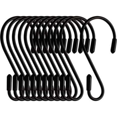 [JAMAIS UTILISÉ] Lot de 12 crochets en S - Noirs - 8 cm - En forme de S - Charge maximale : 5 kg