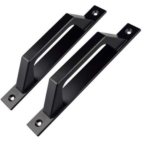 2er-Pack D-förmiger Türgriff für Holz-Gartentüren, 200mm, Schwarz (1/5)