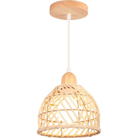 royaluxe- Lustre en bambou rétro moderne – Lampe de plafond 20cm longueur – Hauteur 15cm – Culot E27 – Tension 110-240V – Pour bureau et salon – Norcks (1/5)