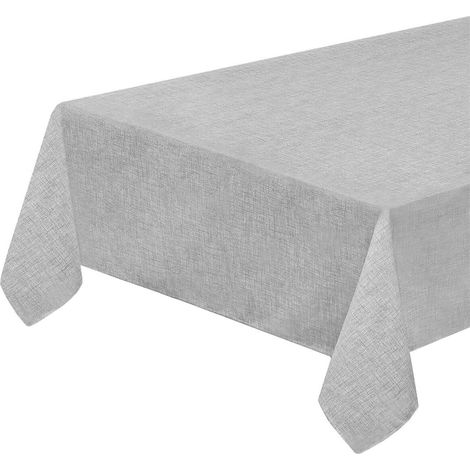 Tovaglia Tavolo Cucina Antimacchia Bordata Plastificata Copritavolo  Pastello Tinta Unita Grigio - 135x180 cm