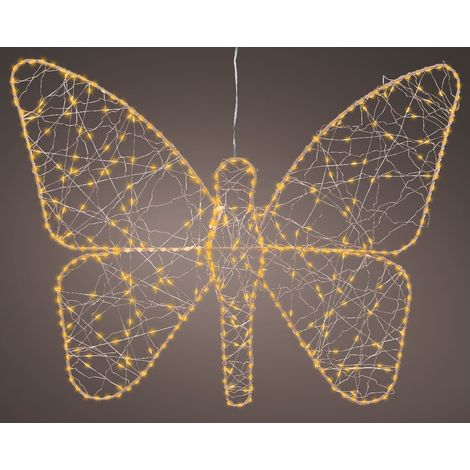 Micro-figura LED a forma di farfalla in metallo dorato, per esterni, 43 x 58 cm (1/3)