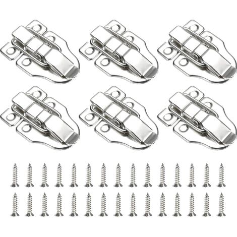 6 Loquet, Bec de canard, Métal, Rétro, Sans trou, Vis incluses, Valise Boîte (1/5)