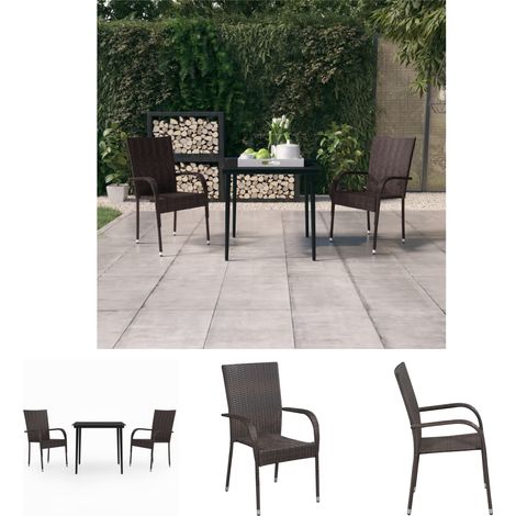 Gartenstuhl - vidaXL 3-tlg. Garten-Essgruppe Braun und Schwarz - Garten Tisch (1/5)
