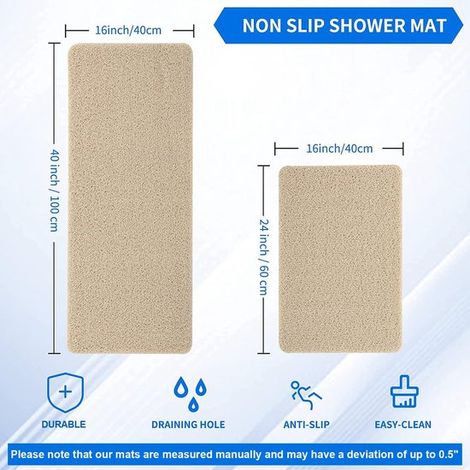 Alfombrilla antideslizante para ducha de 40 x 60 cm，Alfombrillas antideslizantes，Alfombrillas de baño de secado rápido，Para suelo de baño，Beige (1/4)