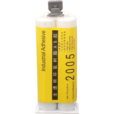 Colle AB, résine époxy haute viscosité, totalement transparente, prise rapide en 5 minutes, idéale pour le bricolage, 50 ml