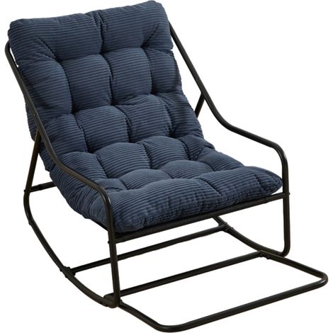 Outdoor-Schaukelstuhl aus Stahl mit marineblauem Kissen MODENUIT (1/5)