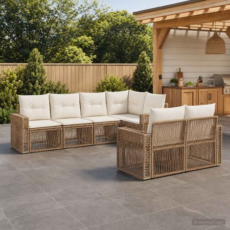 vidaXL Ensemble de canapé de jardin 7 pc 7-Nombre de places (1/5)