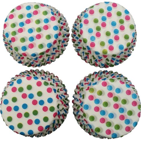 100 Caissettes Mini Muffins Papier Résistant Chaleur Motifs Points Cuisson (1/5)