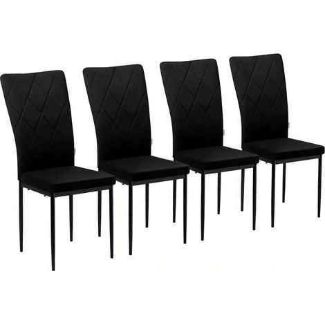 Pack de 4 sillas de comedor negras de terciopelo y metal con respaldo alto (1/5)