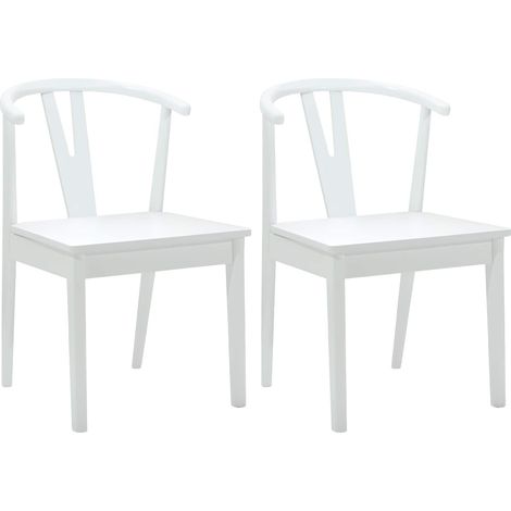 Maison Exclusive - Sedia da pranzo 2 pz Legno di gomma solido Bianco e Bianco (1/5)