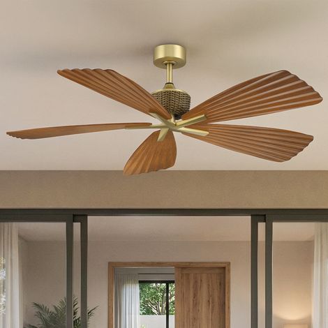 Parrot Uncle Ventilateur Plafond 142 cm Silencieux Sans Lumière, Moteur DC Réversible, Télécommande 6 Vitesses, 5 Pales ABS Effet Bois Style Tropical pour Salon Chambre