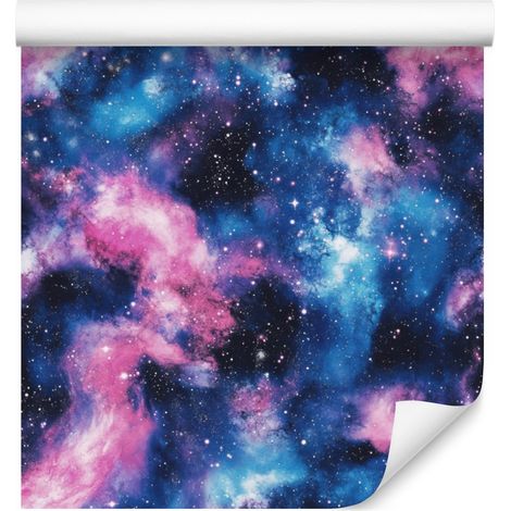Papier peint aquarelle galaxie bleue, palette colorée 50x1000 cm (1/5)