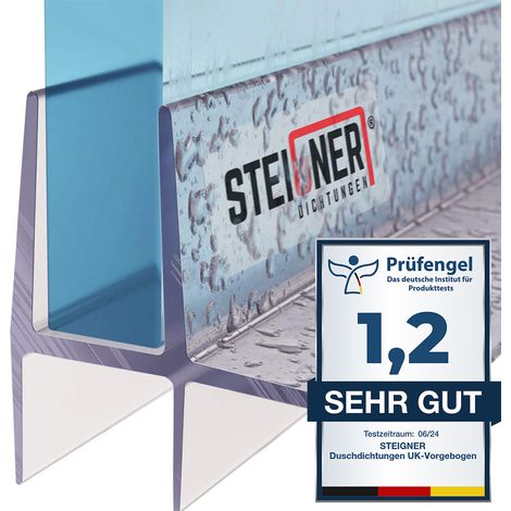 STEIGNER Joint de douche pour paroi en verre, 50cm, vitre 5/ 6mm, joint d'étanchéité PVC droit pour les cabines de douche réctangulaires, UK16