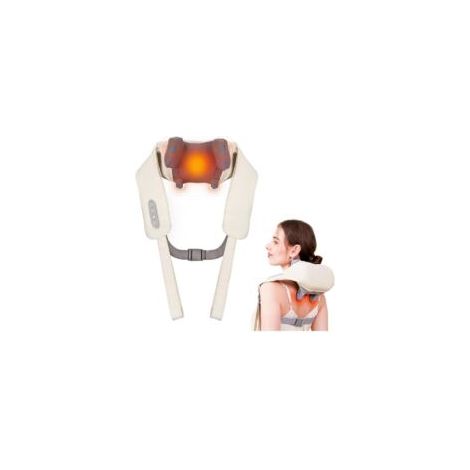 Masajeador de cuello 6D. Masajeador inalámbrico de espalda y cuello con función de amasado. Dos niveles de calor y funda lavable. Para cuello, espalda, piernas y hombros. Idea de regalo - Crezuo