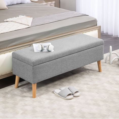MEUBLIV Aufbewahrungsbank 110 x 39 x 45 cm Grau – Sitztruhe mit Klappdeckel (1/5)