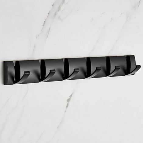 (Noir, 6 Crochets) Porte Manteau Mural avec 6 Crochets, Porte Manteau Salle de Bain Pliant Moderne Noir, Porte Serviettes peu Encombrants pour Suspendre Manteaux, Chapeaux, écharpes (1/5)