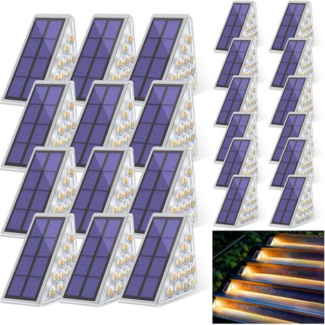 Lampe Solaire Exterieur - 12 Pièces Lampes Solaires pour Escaliers - 13 LEDs Blanc Chaud - IP65 Éclairage étanche pour Jardin, Patio, Garage, Marche, Escaliers (1/5)