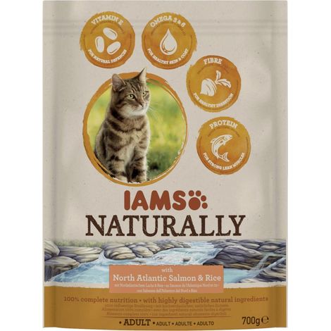 Iams Naturally Katzentrockenfutter Lachs 700 g Trockenfutter