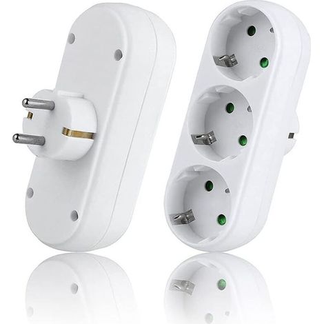 2 Pièces Multiprise Murale,Bloc MultIPrise avec 3 Prises,(3500W/16A),Multiprise Prise,MultIPrise Electrique pour La Maison Le Bureau- (1/5)