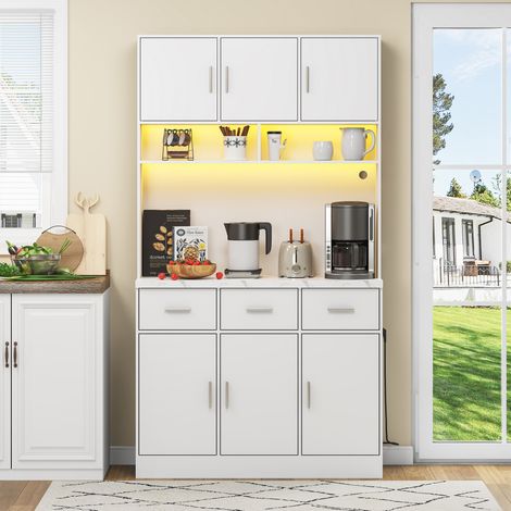 Schrank Sideboard Aufbewahrung 100x40x180 cm Weiß OKMYHOME (1/5)