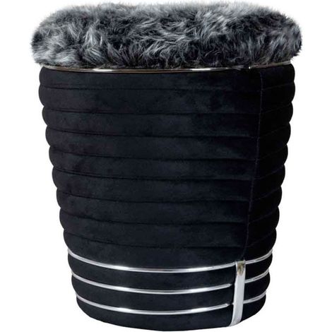 Tabouret Design en Tissu "Doric" 50cm Noir & Gris (1/5)
