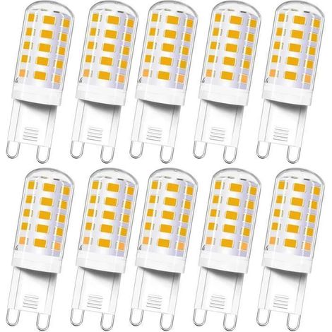 Ampoules LED G9 - Ampoules céramiques type maïs - Mini-ampoules à brancher - Modèle standard 3 W - Lumière neutre - Lot de 10 (1/4)