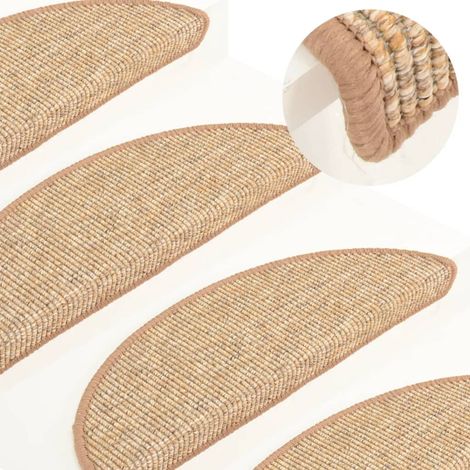 Vidaxl – Tapis d'escalier demi-rond 15 pièces 56 x 17 x 3 cm – Antidérapant et insonorisant – Marron clair pour intérieur (1/5)