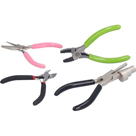 Ensemble de 4 pinces à bijoux en acier à haute teneur en carbone, pinces diagonales pour la fabrication de bélières, outils de sertissage manuels (1/5)